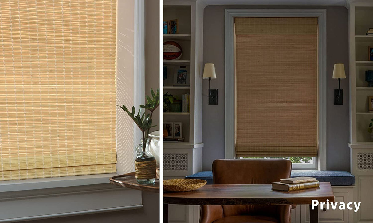 LazBlinds Cordless Bamboo Roman Shades - 20'' W x 64'' H Privacy Window Treatment LazBlinds