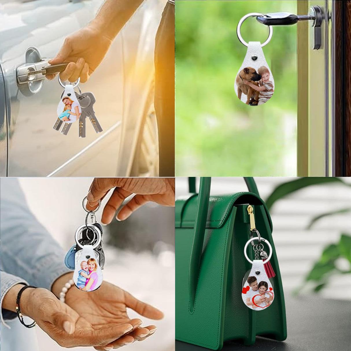 30 Sets Sublimation Keychain Blanks Making Kits, Shiny Glitter for Heat Transfer and Gold PU Faux Lather Back, Nice Customized Key Fob for Families/Lovers DIY Craft Gift Supplies AOUXSEEM