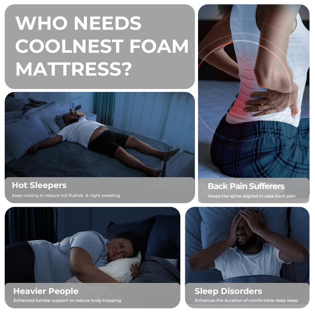 Sweetnight CoolNest 14 Inch Full Mattress, Cooling Memory Foam Mattress Full Size for Cool Night Sleep, 5-Zone Ergo Support for Pressure Relief, Medium, CertiPUR-US Certified Sweetnight