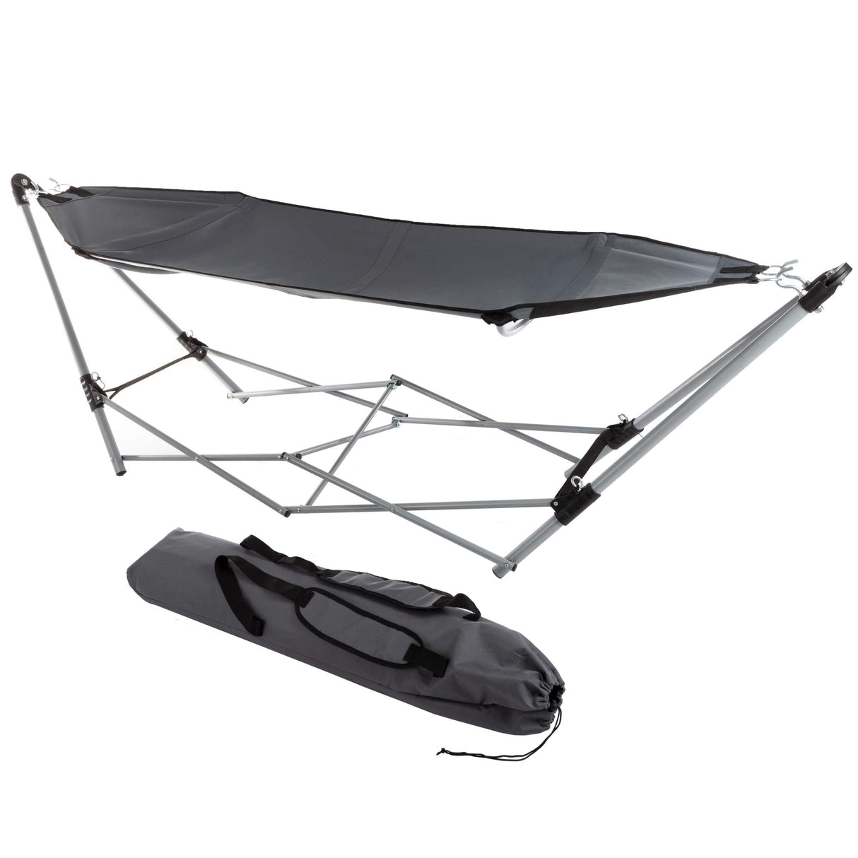 Hammock with Stand Included - Portable Hammock Fits into Carry Bag for Easy Travel - Perfect for Backyard, Pool, Beach, Hiking by Lavish Home (Gray) Lavish Home