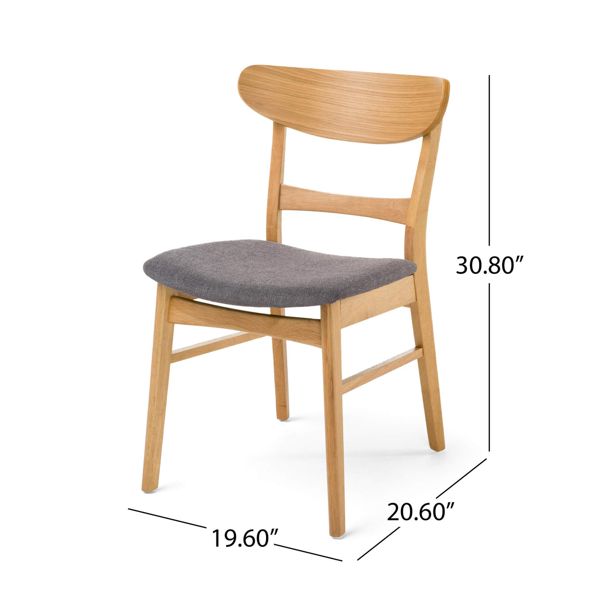 Christopher Knight Home Heather Mid-Century Modern Dining Chairs (Set of 4), Dark Gray, Natural Oak Christopher Knight Home