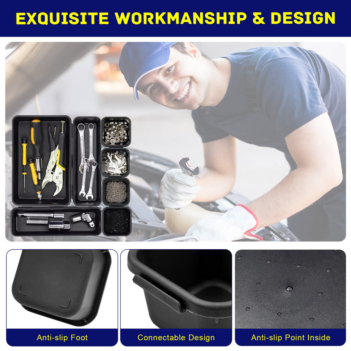 Vexercisehoop Tool Box Organizer, Tool Drawer Organizer Tray Divider, Toolbox Organization, Garage Tool Organizers and Storage, Tool Box Accessories Vexercisehoop