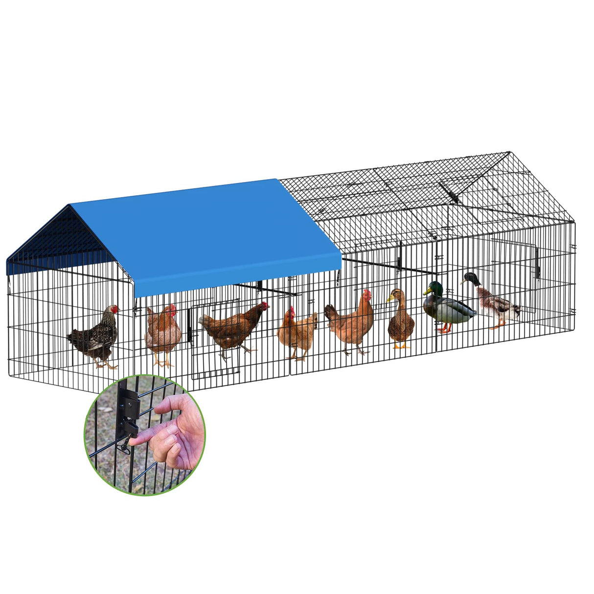 INJOPEXI Metal Chicken Coop 130"×40"×39" Chicken Runs for Yard with Cover Chicken Playpen Enclosure Chicken Pen Kennel Duck Coop Cage for Outdoor Backyard Farm Rabbit Dog Cat Small Animal Poultry INJOPEXI