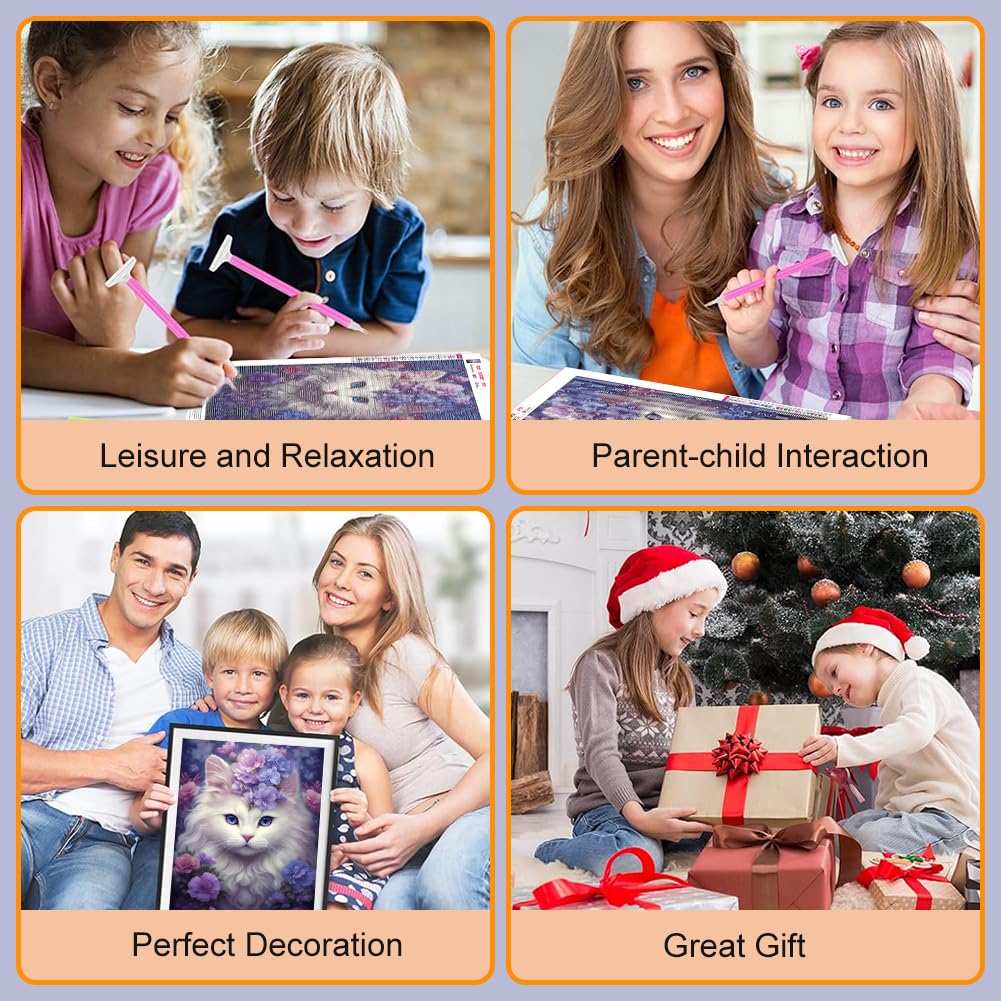 WSLWXSHM Diamond Painting Kits for Adults, Cat Round Full Drill Diamond Art Kits, 5D DIY Paint with Diamonds Crafts for Home Wall Decoration Gifts 12×16Inch WSLWXSHM