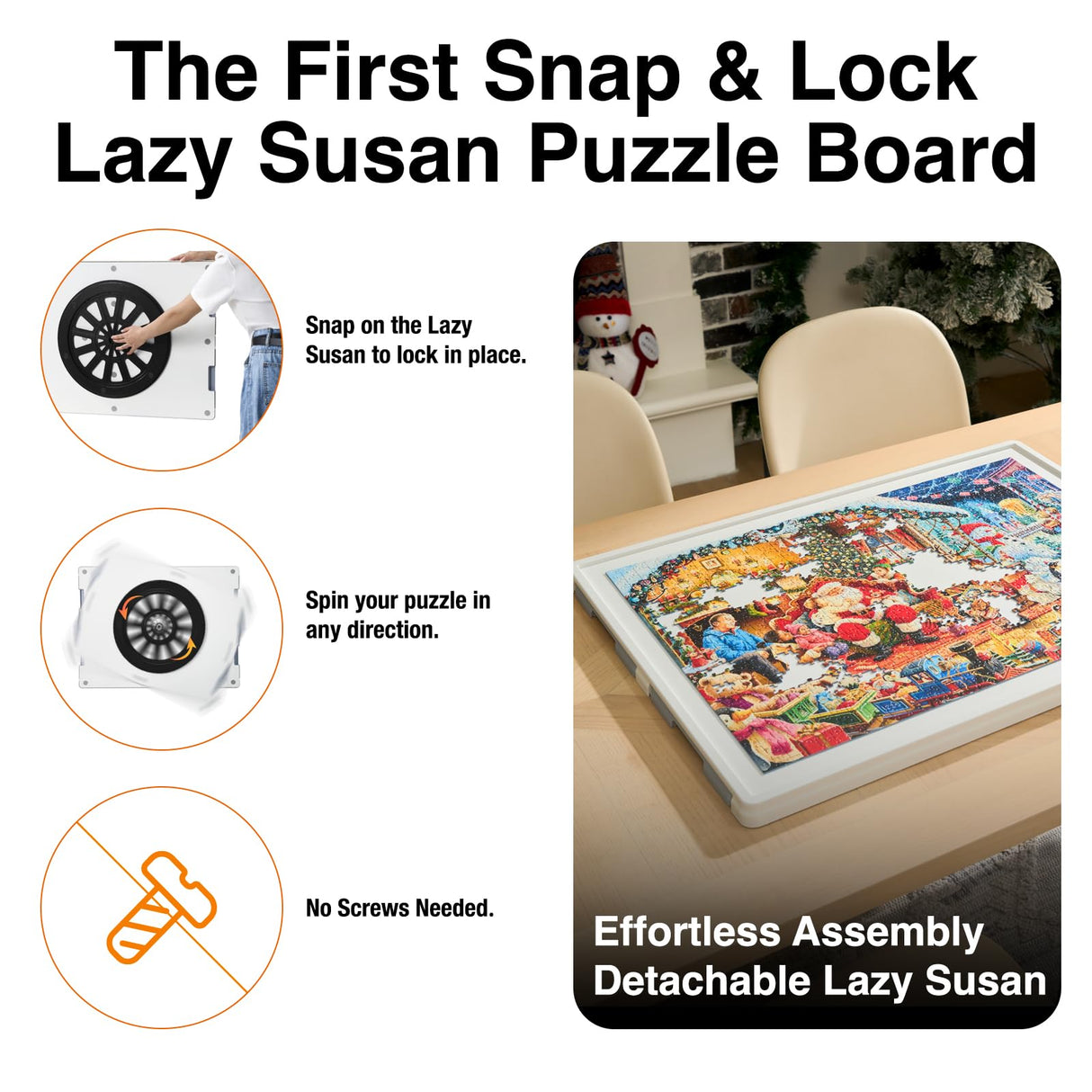 WELGEE 1000 Piece Rotating Puzzle Board with Drawers & Cover, 30"x22" Spinning Jigsaw Puzzle Table for Adults, Upgraded Lazy Susan, Lightweight ABS Plastic, Perfect for Puzzle Lovers & Moms