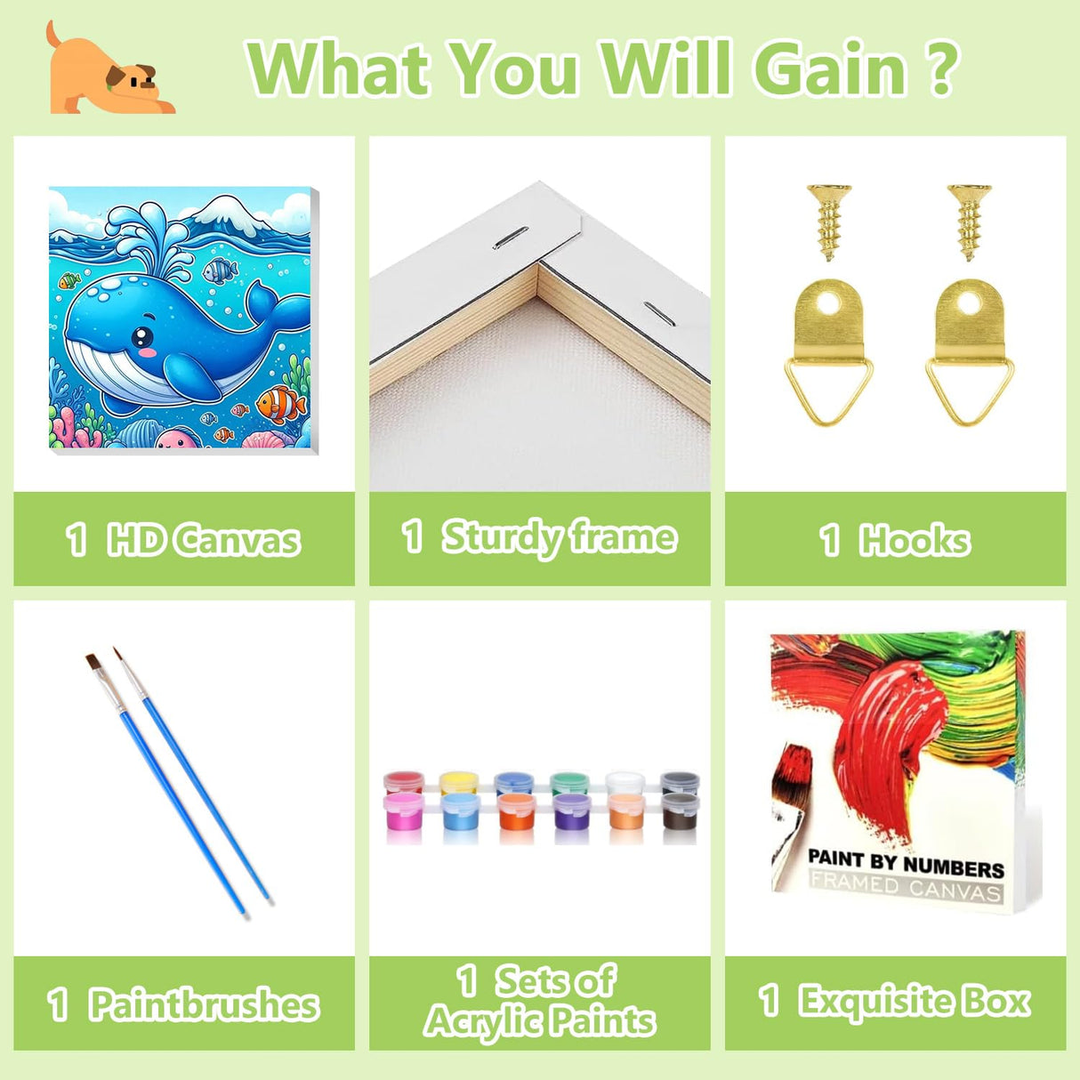 Reivworl Dolphin Paint by Numbers Kit for Kids, Dolphin Paint by Number with Frame and Easel, Paint by Number Kids Age 5-8-12 for Gifts and Decor (8X8 Inch) Reivworl