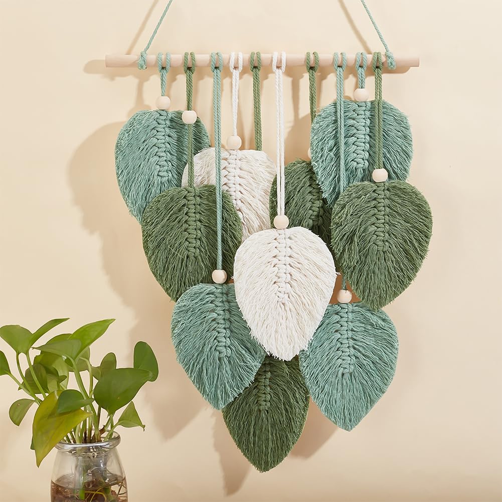 FREEBLOSS DIY Macrame Leaf Wall Hanging Beginners Macrame Kit Leaf Woven Tapestry Feather Wall Hanging DIY Macrame Kit for Adults Birthday Gift FREEBLOSS