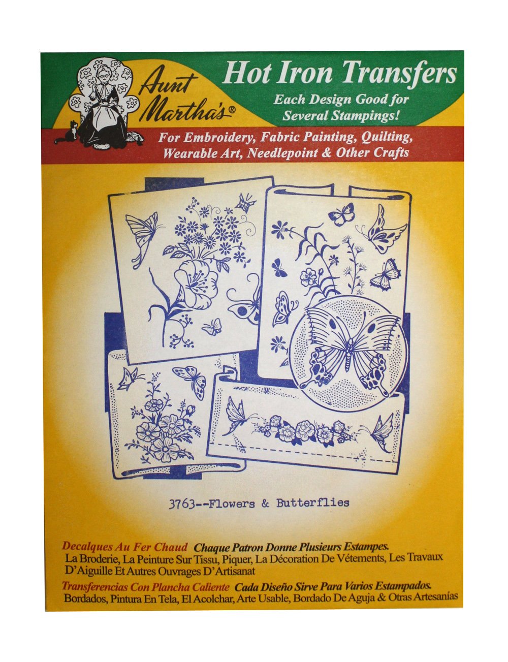 Aunt Martha's Iron On Transfer Patterns for Stitching, Embroidery or Fabric Painting, Patterns for Linens, Set of 5 Aunt Martha's