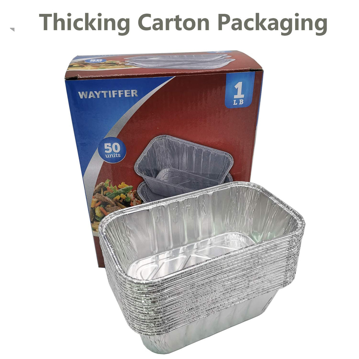 Waytiffer (50 Pack) 1Lb mini Loaf Pans Heavy Duty Disposable Aluminum Foil Bread Tins Standard Size 6" X 3.5" X 2.5" Oven Safe Sturdy Small Bread Tin Pans 1 Pound Loaf Pans Waytiffer