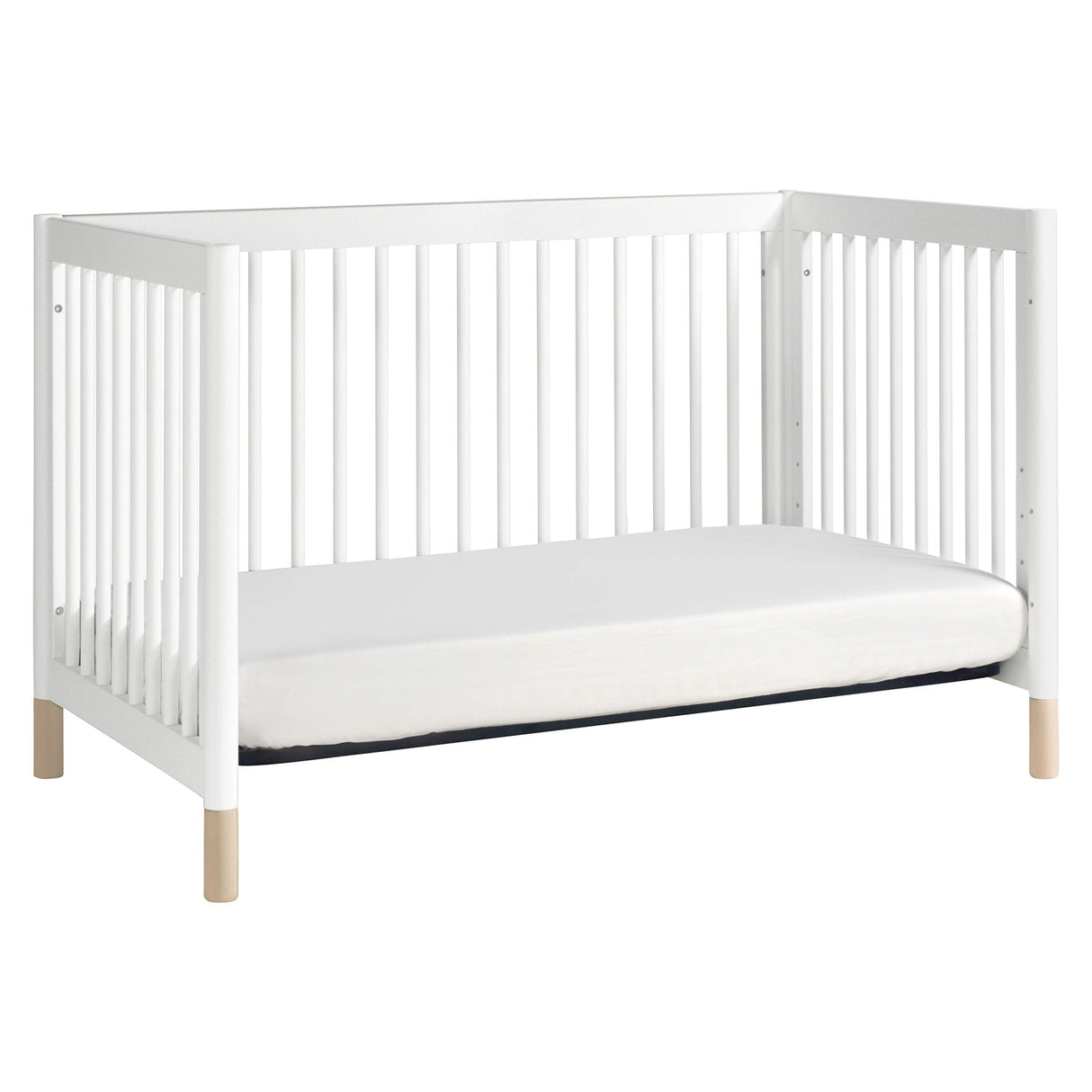 Babyletto Gelato 4-in-1 Convertible Crib with Toddler Bed Conversion in White and Washed Natural, Greenguard Gold Certified babyletto
