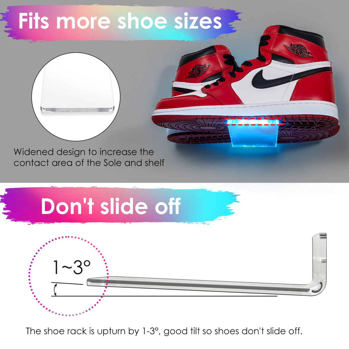 OAPRIRE LED Floating Shoe Display 6-Pack with Remote and App Controls, Music Sync Color Changing Shoe Shelf for Wall, RGB Color Changing Levitating Hanging Shoe Rack, Display Your Top Shoes OAPRIRE