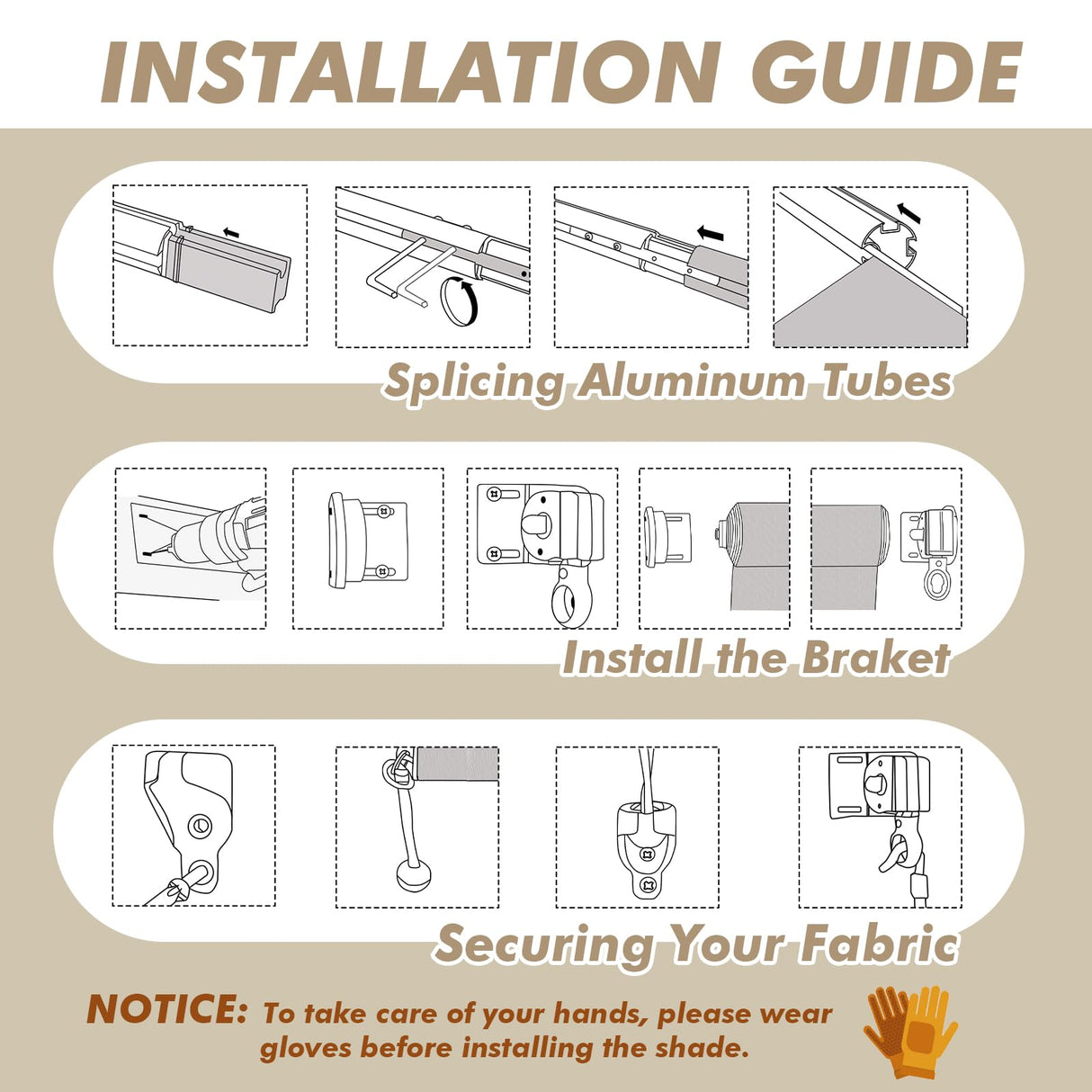 Amagenix Outdoor Roller Shades, 220GSM HDPE Exterior Cordless Patio Shades Roll Up Outdoor Blinds for Porch Gazebo 8'(W) x 6'(H), Spliced of Two Sections, Mocha Amagenix