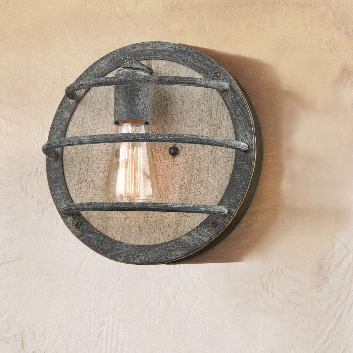 DAYCENT Farmhouse Sconces Wall Lighting Weathered Wood Wall Sconce Rustic Flush Mount Stained Finish DAYCENT