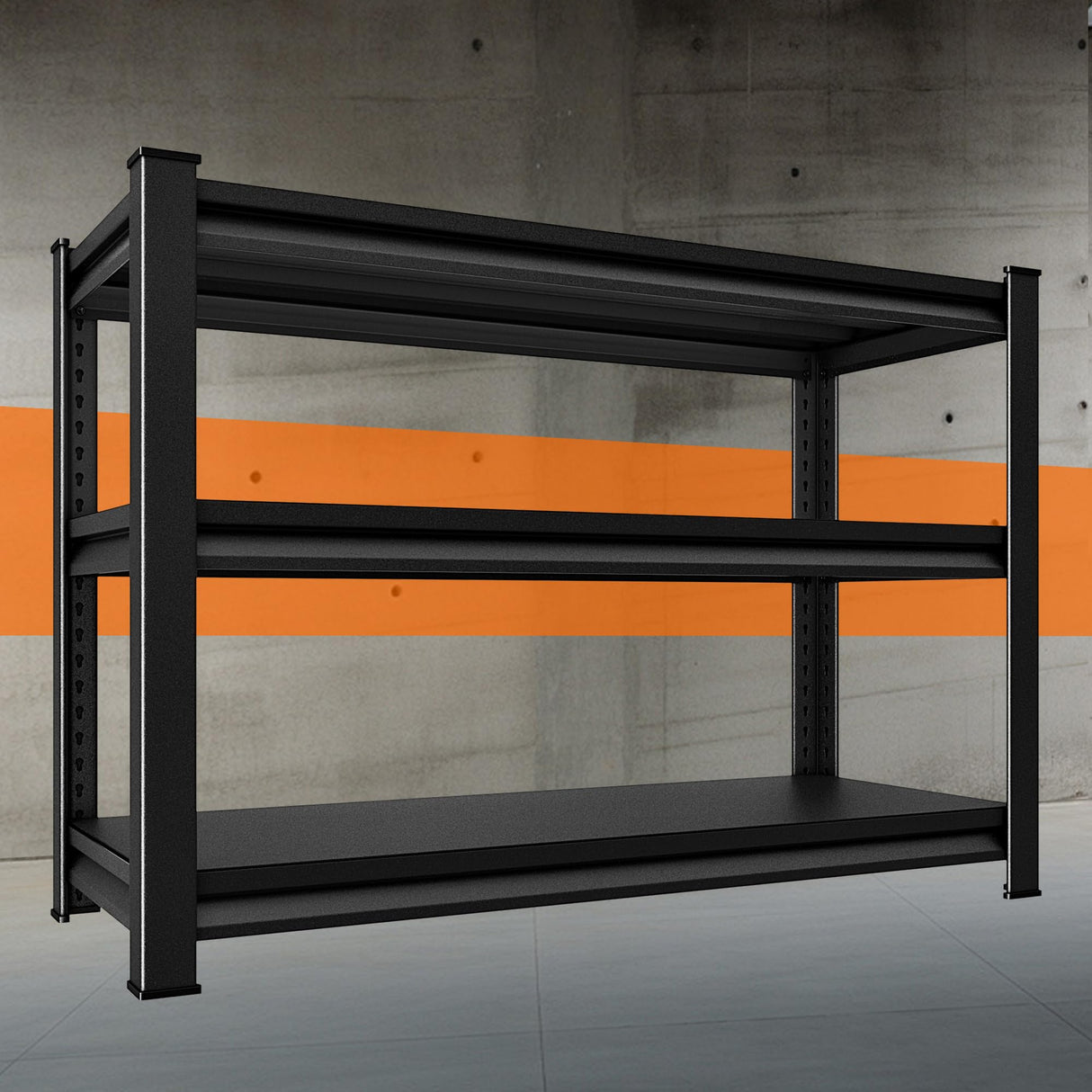 Huhaneon Heavy Duty Garage Shelves - 48''W 1,650Lbs Metal Adjustable Storage Shelving Rack Units for Warehouse Kitchen Pantry Basement 3 Tier Black 47.2" W x 15.7" D x 36" H Huhaneon