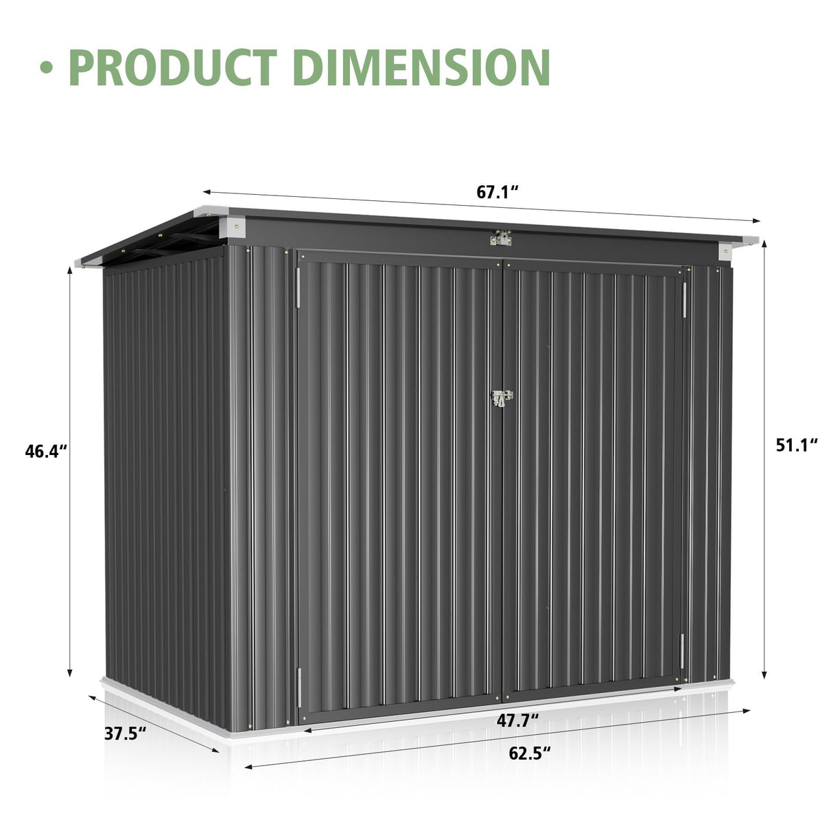 Jolydale 79 Cu. Ft Premium Storage Shed 3.3 x 5.6 FT Outside Metal Trash Shed Waterproof Outside Storage with Lid Chain Storage Trash Can Weeding Tools, for Garden, Backyard, Patio (Black) Jolydale