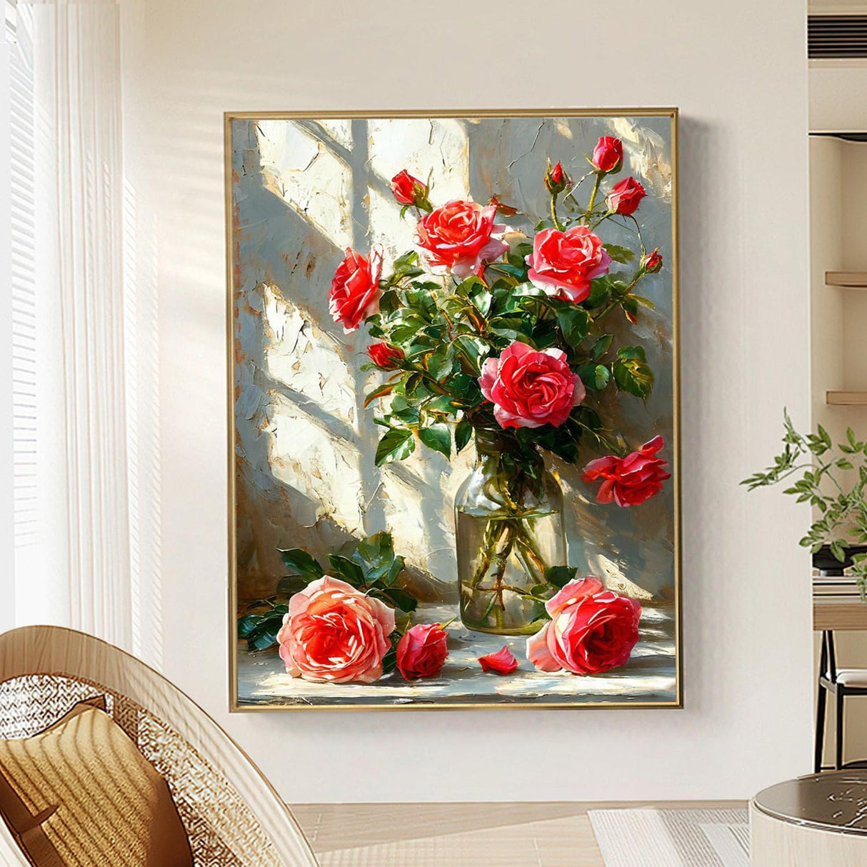 Qaisxoty Flowers Paint by Numbers Kit for Adult Beginner - Rose Paint by Numbers Kits with Rolled Canvas, Box, Brushes, Acrylic Paints - DIY Paint by Number for Home Decor & Gift (12âx16â) Qaisxoty