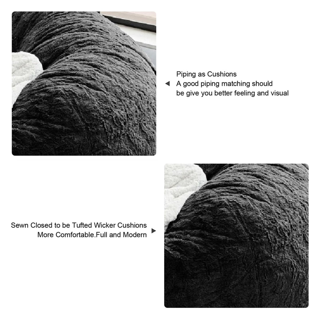 HDMLDP Bean Bag Chair for Adults Kids Without Filling Comfy Fluffy Giant Round Beanbag Lazy Sofa Cover for Reading Chair Floor Chair, 6FT, Grey HDMLDP