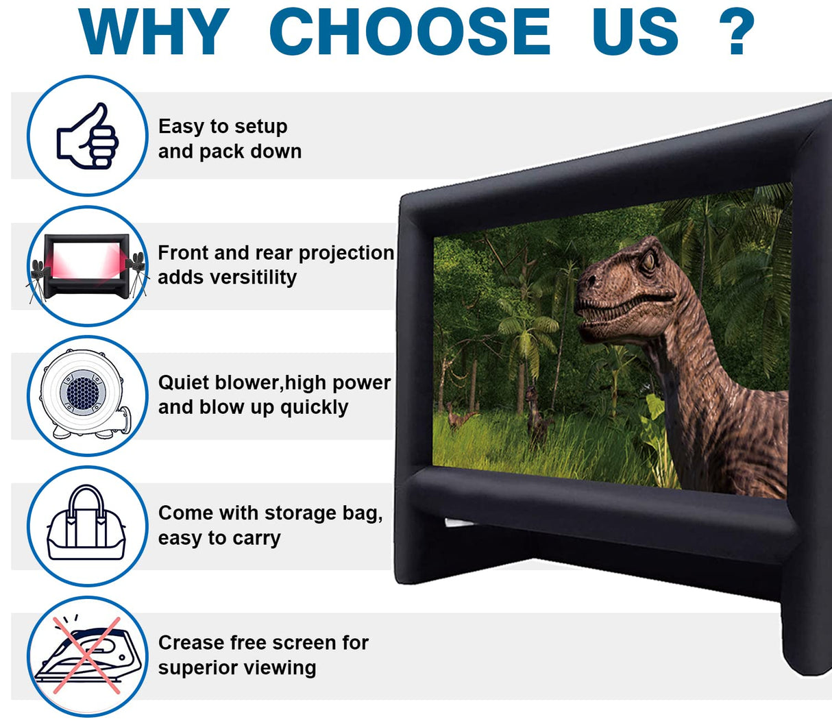 XHYCPY 20 Feet Inflatable Projector Screen Outdoor Inflatable Movie Screen with Air Blower Storage Bag, Easy Set Up Blow Up Screen for Backyard Movie Night, Theme Parties, Celebrations XHYCPY