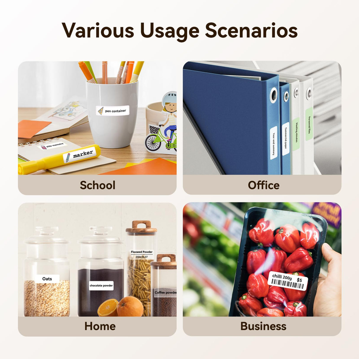 NIIMBOT D110 Upgraded Version Mini Label Maker Machine with Tape, Portable Bluetooth Thermal Printer, Sticker Labeler with Multiple Templates for Office Organization Home Kitchen School, White NIIMBOT