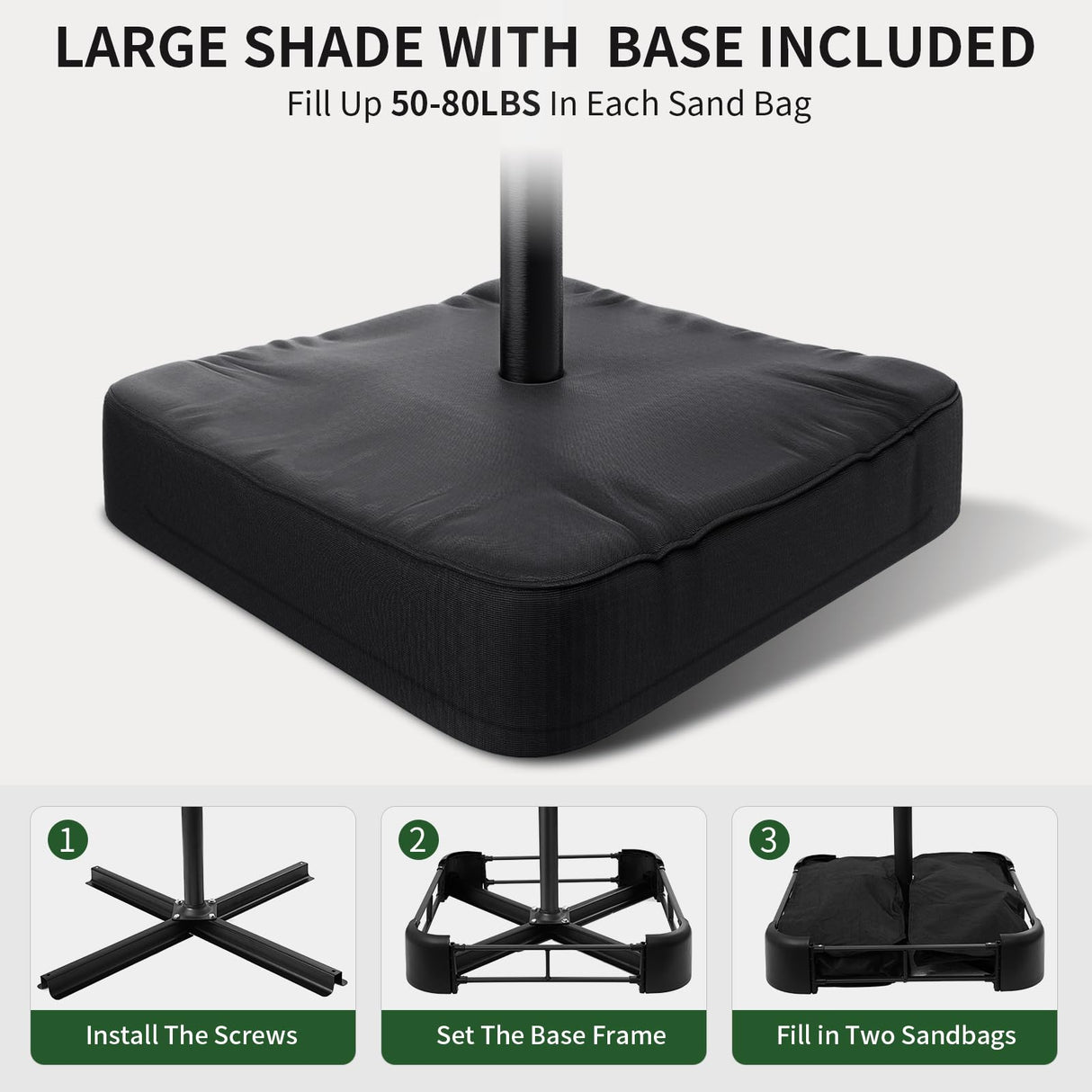 OLILAWN 10ft Patio Umbrella with Base Included, Outdoor Offset Cantilever Umbrella w/Upgraded Yarn-dyed Fabric Shade, Sturdy 8 Rids, Easy Tilt Adjustment, for Pool Deck Porch Backyard Garden,Beige OLILAWN