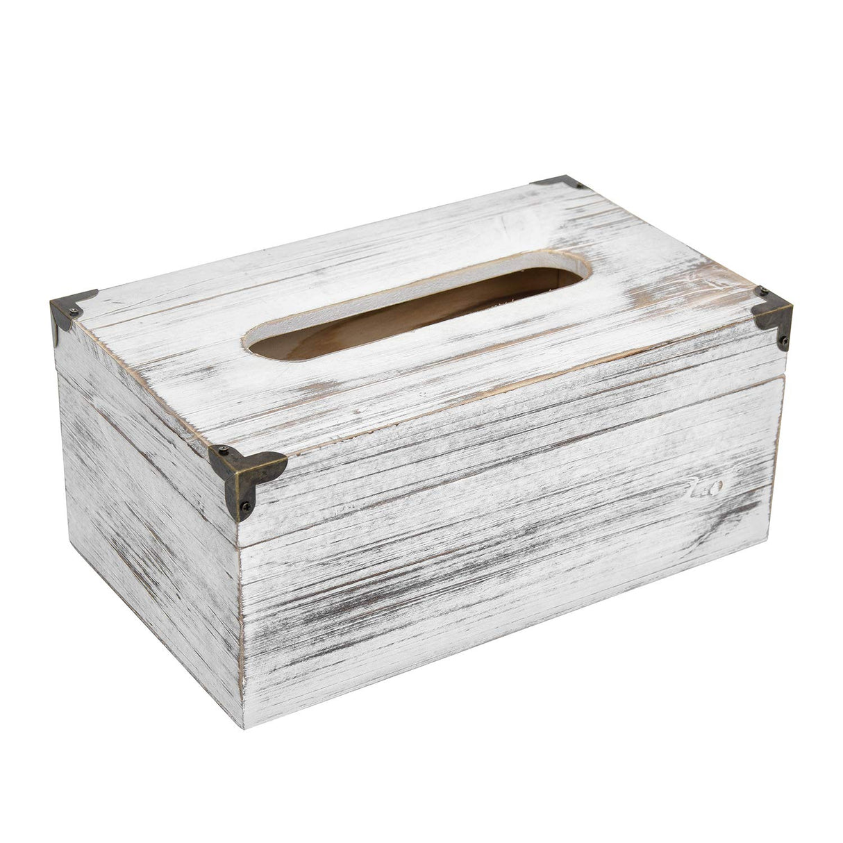Distressed Wooden Rustic Facial Tissue Box Holder Tissue Box Cover Napkin Dispenser for bathroom Living room dining room bedroom toilet (Washed white) VERGOODR