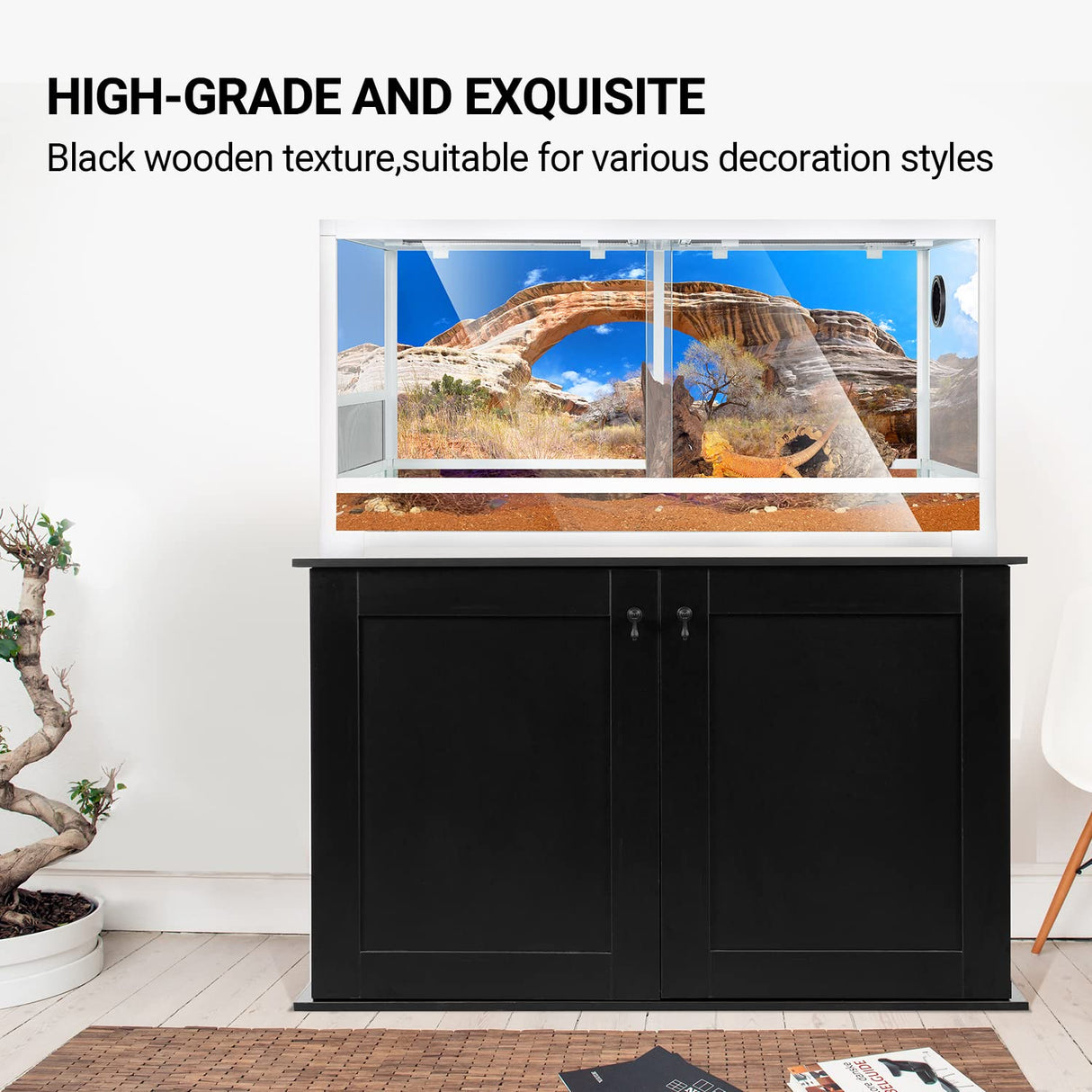 REPTI ZOO Reptile Aquarium Terrarium Wooden Stand and Cabinet with Adjustable Shelf for 48L x 18W inch Amphibian/Fish Sea Salt Water Tank Terrarium(Cabinet Only) REPTI ZOO