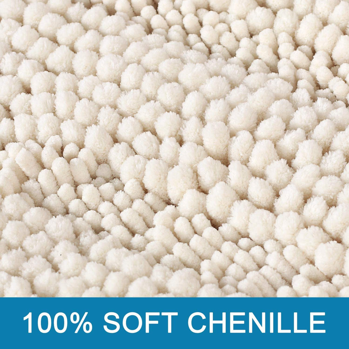 H.VERSAILTEX Bathroom Rugs Bath Rugs for Bathroom Non Slip Bath Mats Extra Thick Chenille Striped Rug 17" x 24" Absorbent Soft Shaggy Washable Dry Fast Bath Mats for Bathroom Floor - Ivory H.VERSAILTEX