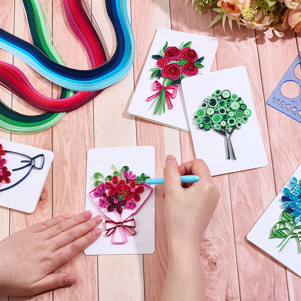 WEBEEDY 20 Sets DIY Flower Quilling Greeting Card Kit Paper Quilling Kit for Adults Beginners 5 Styles Flower Card Making Kit with Instruction for Wedding Mother's Day Father's Day Valentine's Day WEBEEDY