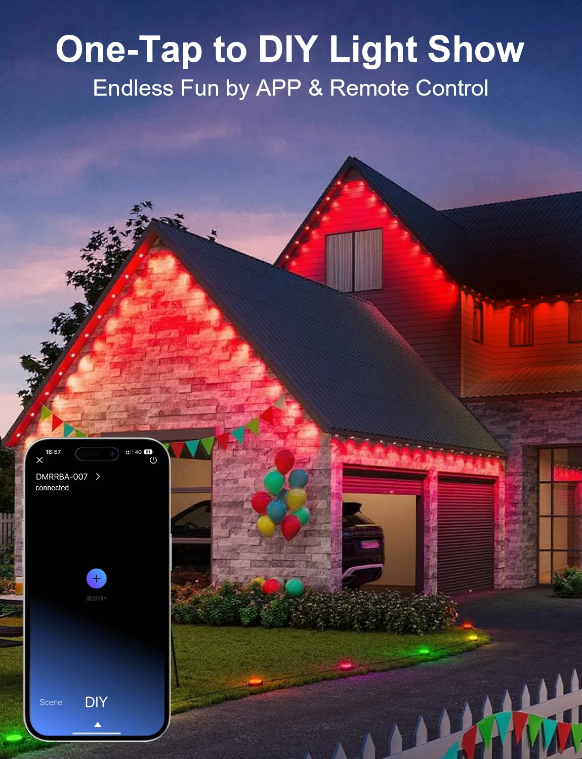 Nexillumi 400ft Permanent Outdoor Lights for House, 2025 New Smart RGB Christmas Lights Outdoor with APP Remote Control, IP67 Waterproof Eternity Eaves Lighting for Halloween Christmas Decorations Nexillumi