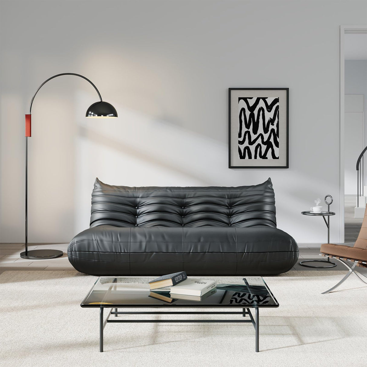 Comfy Lazy Floor Sofa Couch,Bean Bag Chairs,Soft Armless Fireside Chair,Faux Leather Lounge Chair,Corner Relax Couch for Living Room Bedroom,Salon Office,Adults(Black+3 Seat Generic