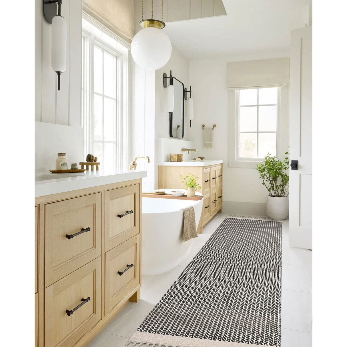 Lahome Boho Kitchen Runner, 2'6''x8 Entryway Rug Lightweight Runners for Hallway Washable Runner Rug with Tassels, Farmhouse Grey Rug Non Shedding Carpet Runner for Bathroom Foyer Lahome