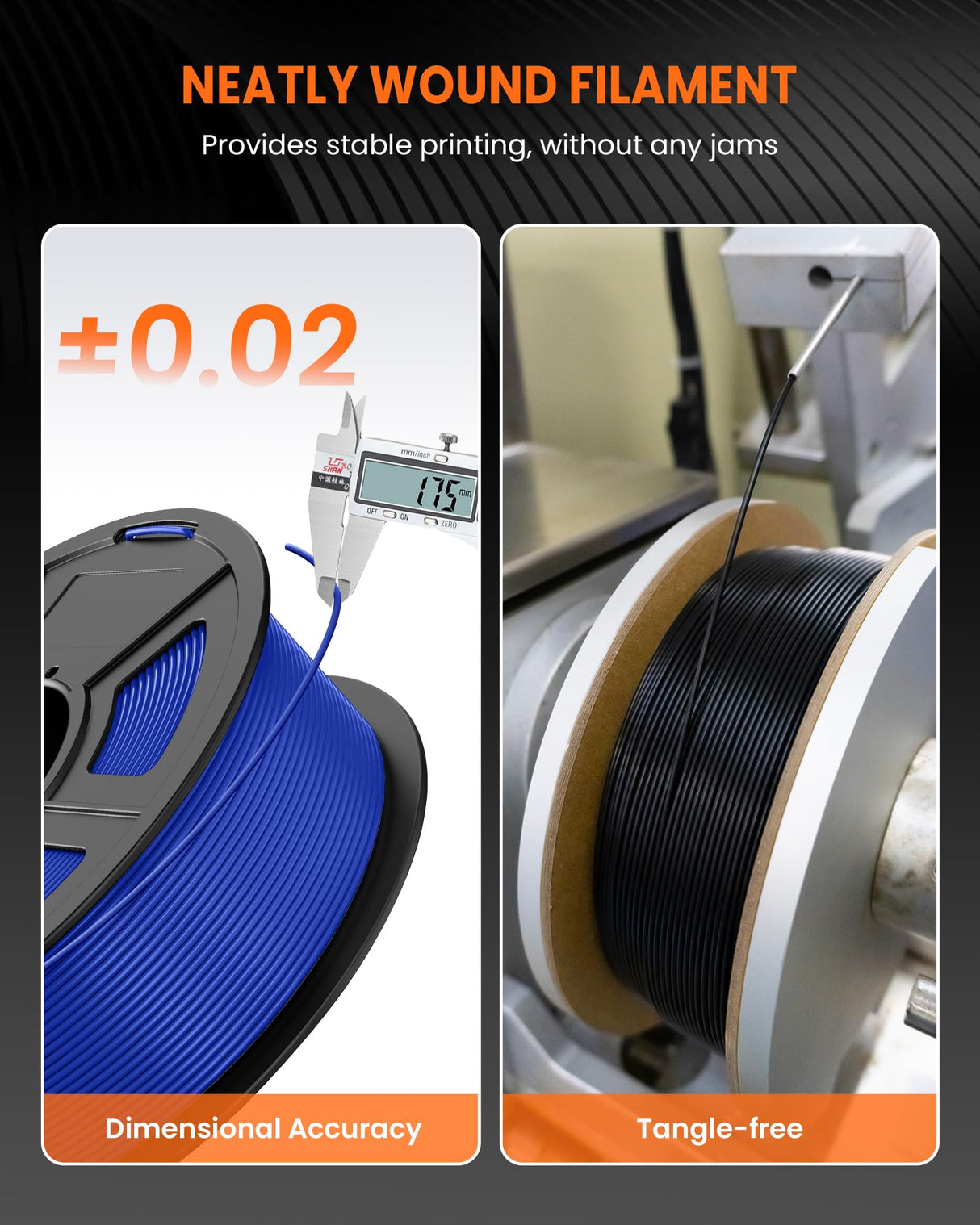 TECBEARS PLA 3D Printer Filament Pack, 250g PLA Filament 1.75mm, 0.25kg Each Spool, Total 2kg, 8 Packs, Black+White+Green+Transparent+Grey+Orange+Pink+Red TECBEARS