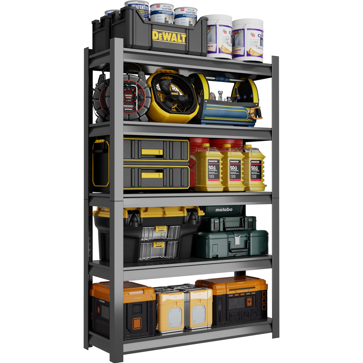 ZLBRDS 72" H Garage Shelving, 2500LBS Heavy Duty Shelving, Adjustable 5 Tier Metal Garage Storage Shelves, Storage Shelves for Industrial, Warehouse, Basement ZLBRDS