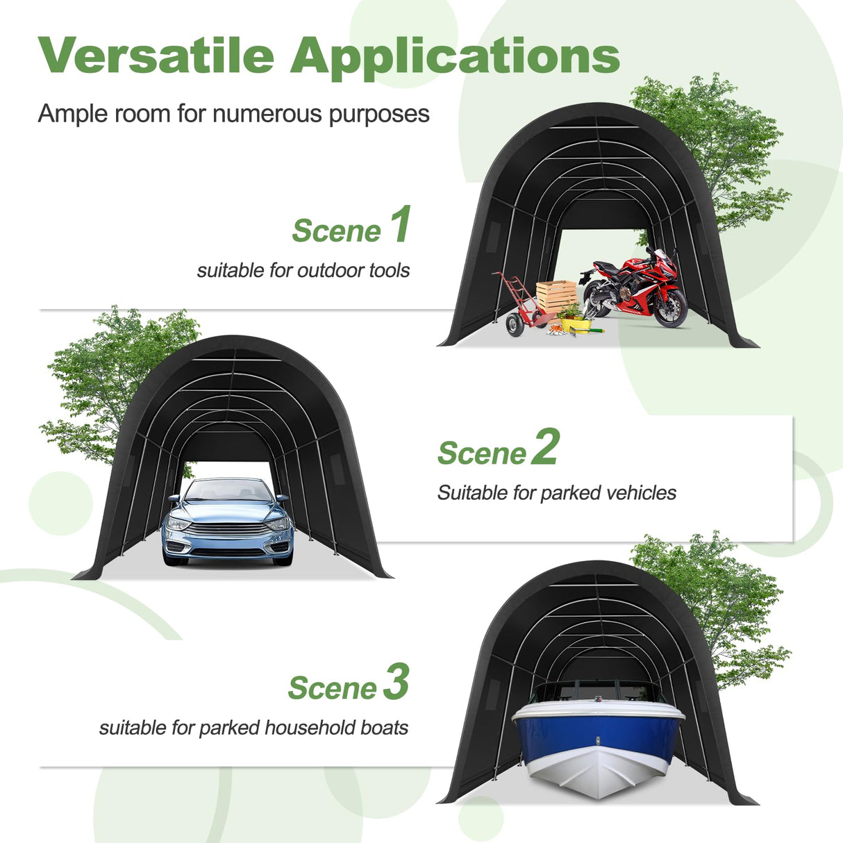 COBIZI Carport Canopy 12x20 Heavy Duty Portable Garage with Removable Doors & Vents, Galvanized Frame(Outperforms Metal) Car Port Canopy Tent with All-Season Tarp for Outdoor Storage Shed Car COBIZI