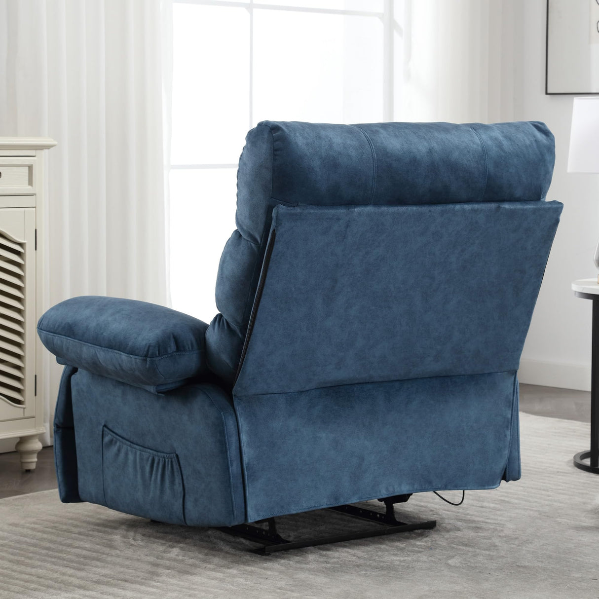 HOMYEDAMIC Oversized Recliner Chair Extra Wide Large Recliner for Adults 350lbs with Lumbar Support Pillow Nursery Chair Living Room (Manual, BLUE-6002) HOMYEDAMIC