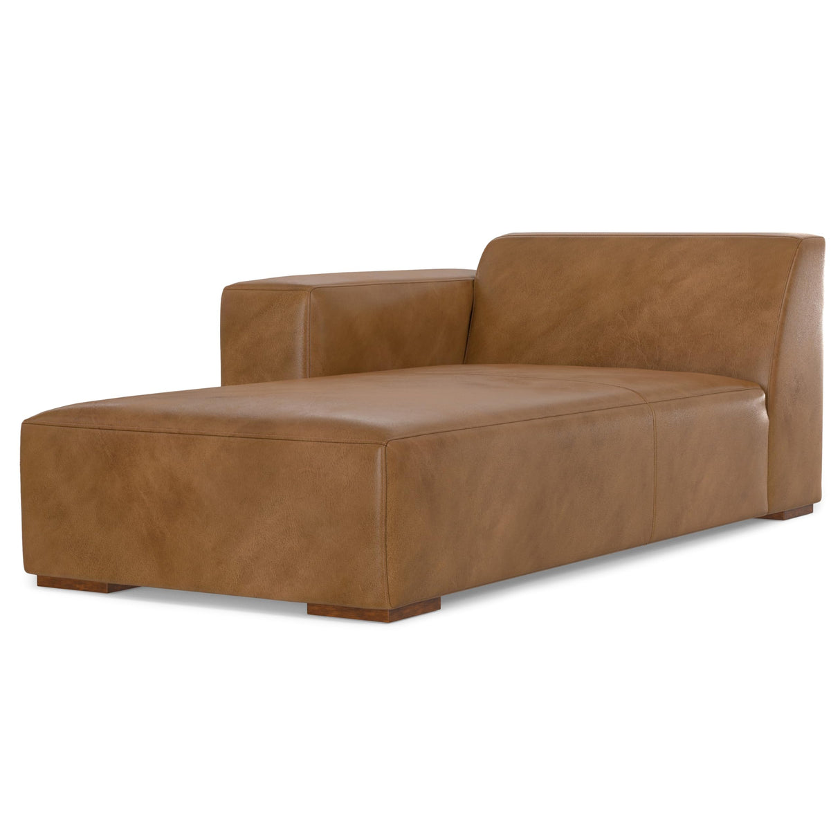 SIMPLIHOME Rex Left Chaise Sofa Module in Full-Grain Genuine Leather, Caramel Brown, 44-inches W x 69.5-inches D, Handcrafted Modern-Style Left-Arm Chaise Lounge Chair for Living Room SIMPLIHOME