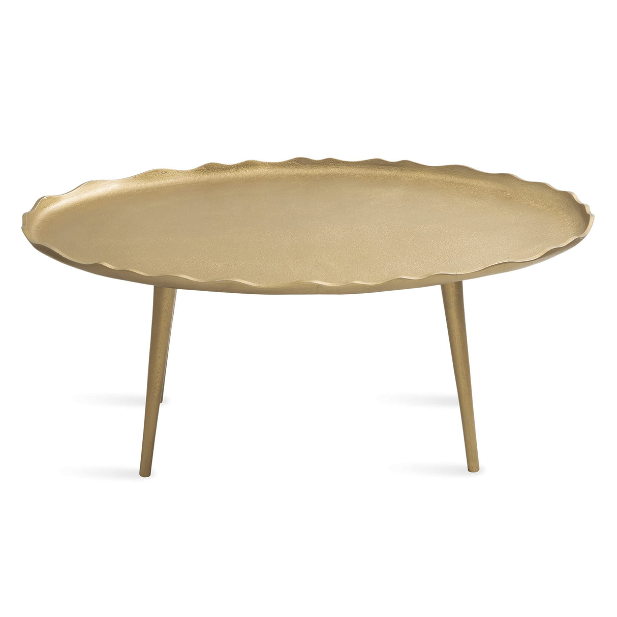 Kate and Laurel Alessia Modern Glam Oval Coffee Table, 34 x 20 x 15, Gold, Metal Living Room Table for Storage and Display with Antique Deckled Edge Detailing Kate and Laurel