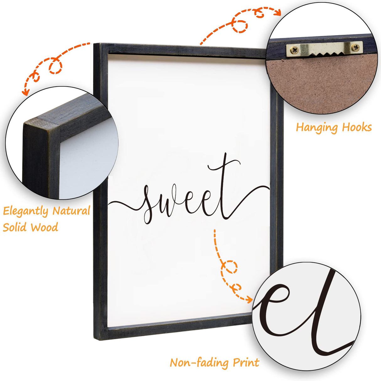 Set of 3 Framed Farmhouse Sweet Dreams Sign 11x14” Above Bed Wall Decor for Bedroom Decor Wall Art Wood Signs (11"x14", Black) Houmury