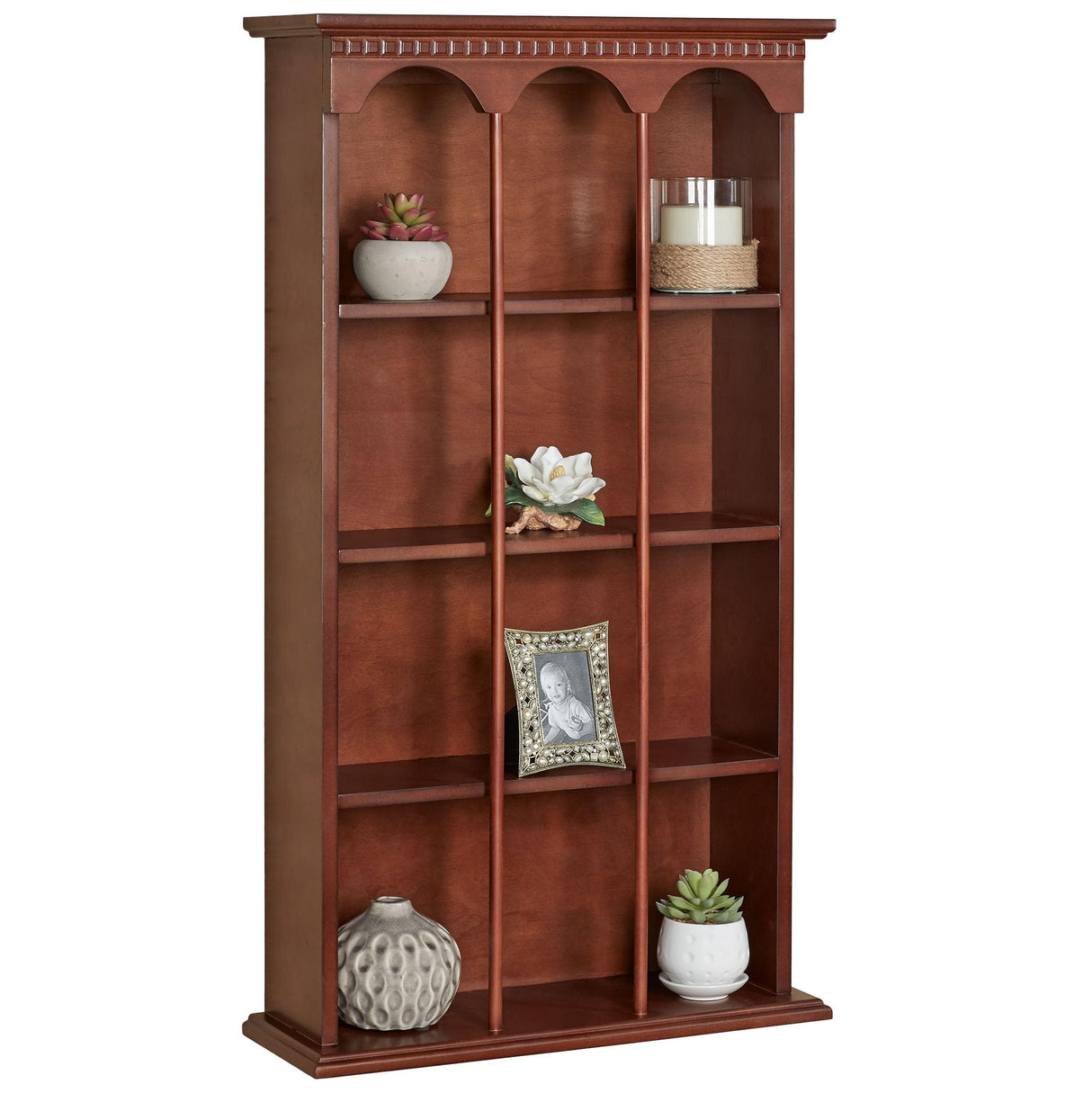 Touch of Class Mackenzie Classic Cherry Vertical Curio Shelf - Handcrafted Wood - Traditional Style Decor - Elegant Display for Bedroom, Kitchen, Living Room, Foyer - 36 Inches High Touch of Class