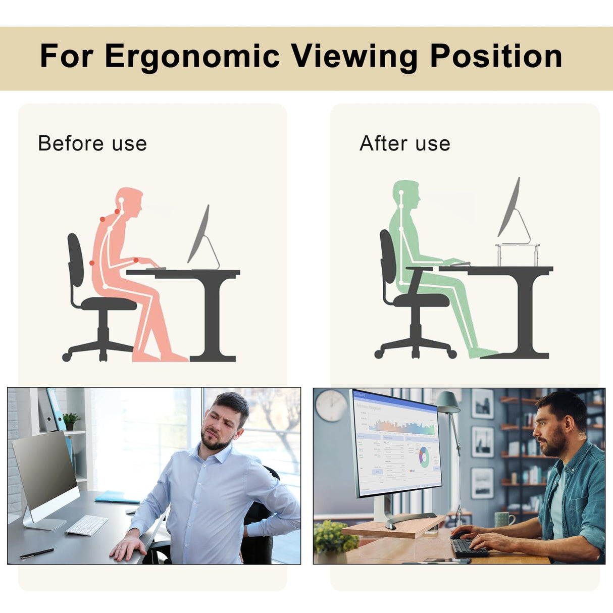 LA QUEENIE Monitor Stand Riser,Wood & Acrylic Computer Monitor Stand with LED Light,Desk Accessories Desktop Organizer Stand for Computer,Laptop,Printer,PC & TV Screen Riser LA QUEENIE