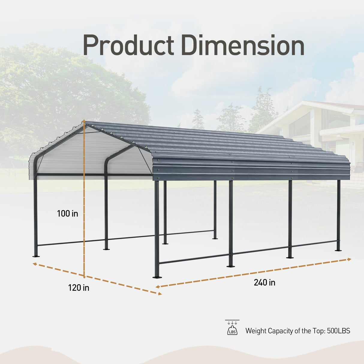 COSIEST 10'x20' Carport with Galvanized Steel Roof, Heavy Duty Metal Carport Canopy, Outdoor Garage Car Shelter Shade for Car, Boats and Truck COSIEST