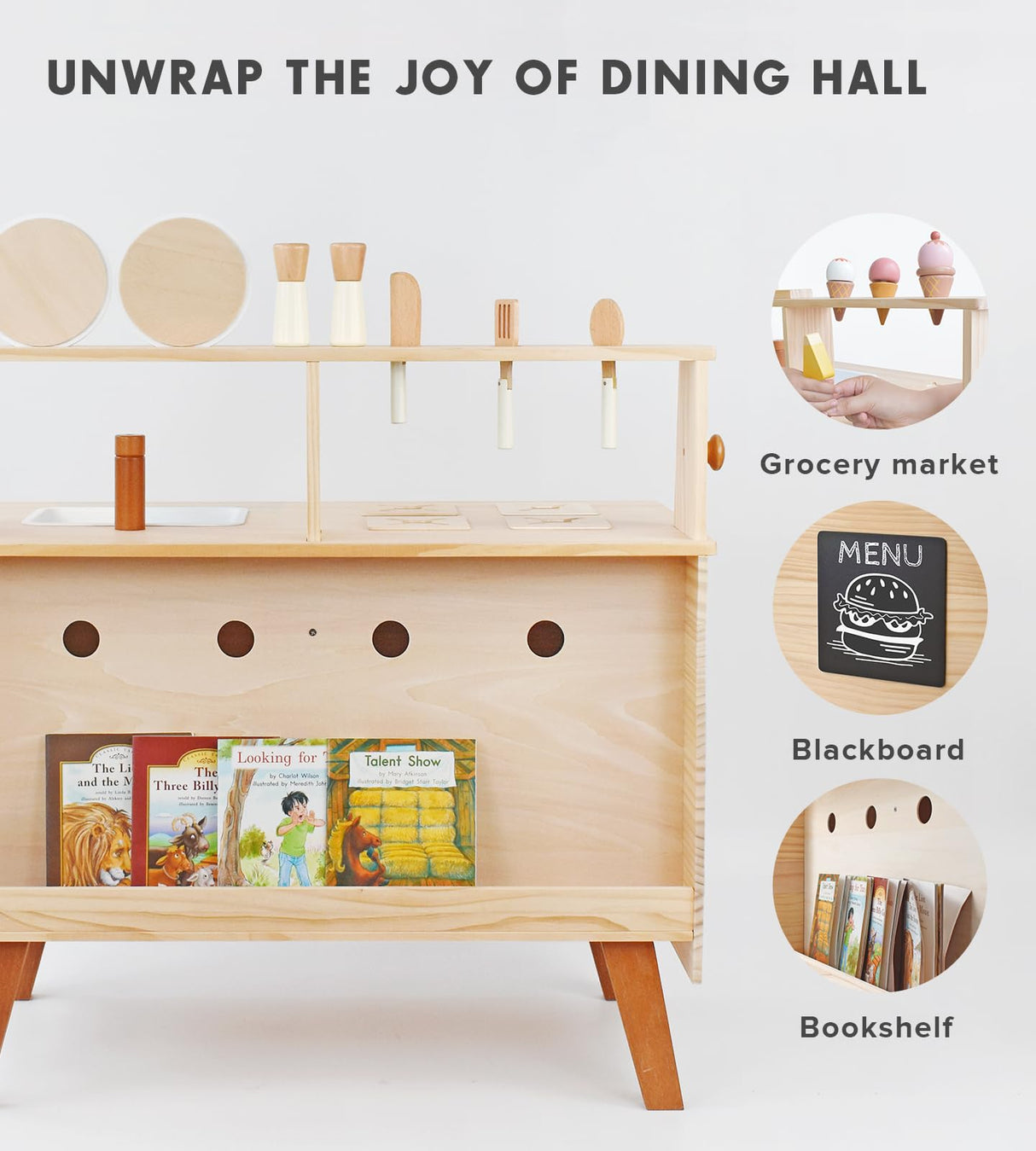 PairPear Kids Kitchen Playset,Wooden Toys Kitchen with Pretend Play Food Dishes and Sink,Toddler Play Kitchen Accessories Gift for Girls Boys Age 3+ PairPear