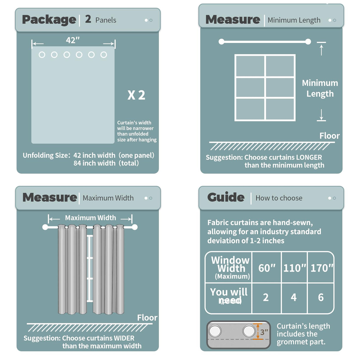 BGment Blackout Curtains for Bedroom 63 Inches Long - Navy Blue Room Darkening Thermal Insulated Sunlight Blocking Grommet Window Drapes for Kids Boys Room, Set of 2 Panels, 42 x 63 Inch BGment