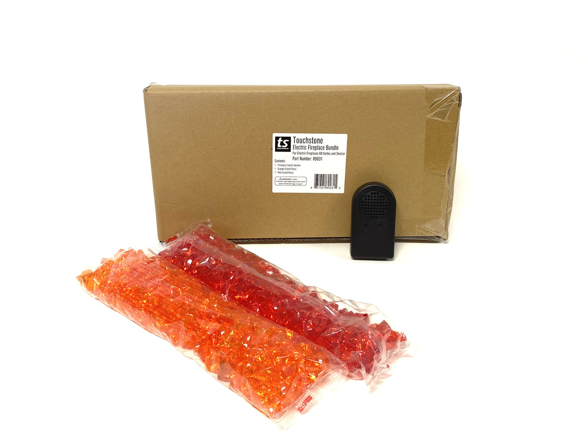 Touchstone Electric Fireplace Accessory Bundle - Includes Fire Crackle Speaker and Electric Fireplace Crystals - for Small Electric Fireplaces (60 Inches and Smaller) Touchstone