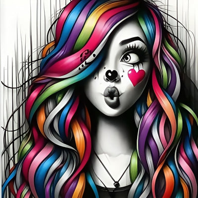 5D Diamond Art Kits for Adults Beginners, Colorful Rainbow Woman Diamond Painting Kits, DIY Full Round Drill Paint by Diamonds Dot Gem Art for Adults, Home Wall Decor 13.7X 13.7 Inch