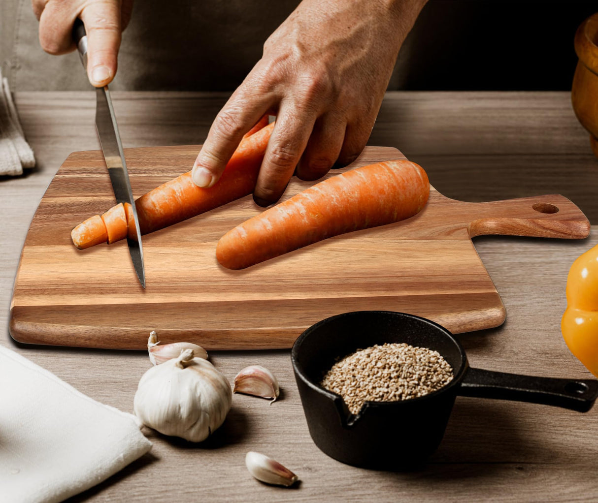 Large Wood Charcuterie Boards Wooden Cutting Boards for Kitchen Meat Chopping Board Bread Cheese Serving Board Acacia Cutting Board With Handle Butcher Block Carving Board Charcuterie Platter Board Ayiaren