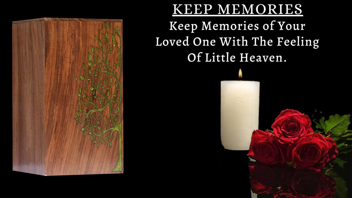 Star Handmade Rosewood Urn for Human Ashes - Adult Tree of Life Wooden Urns Hand-Crafted - Celtic Funeral Cremation Urn for Dogs Engraved (11X6) 250 STAR INTERNATIONAL