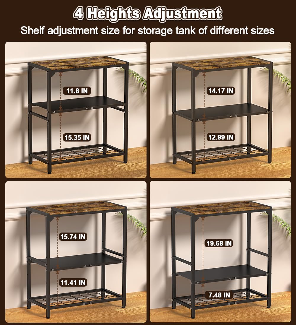 AnBaiMei 20-30 Gallon Aquarium Stand, Metal Fish Tank Stand with Adjustable 3-Tier Storage Shelf, Heavy Duty Reptile Breeder Turtle Tank Terrarium Rack Table for Home Office, 30" L x 12" W x 32.2" H, Black AnBaiMei
