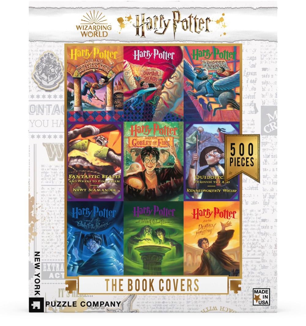 New York Puzzle Company - Harry Potter Book Cover Collage - 500 Piece Jigsaw Puzzle for Adults by Mary GrandPré New York Puzzle Company