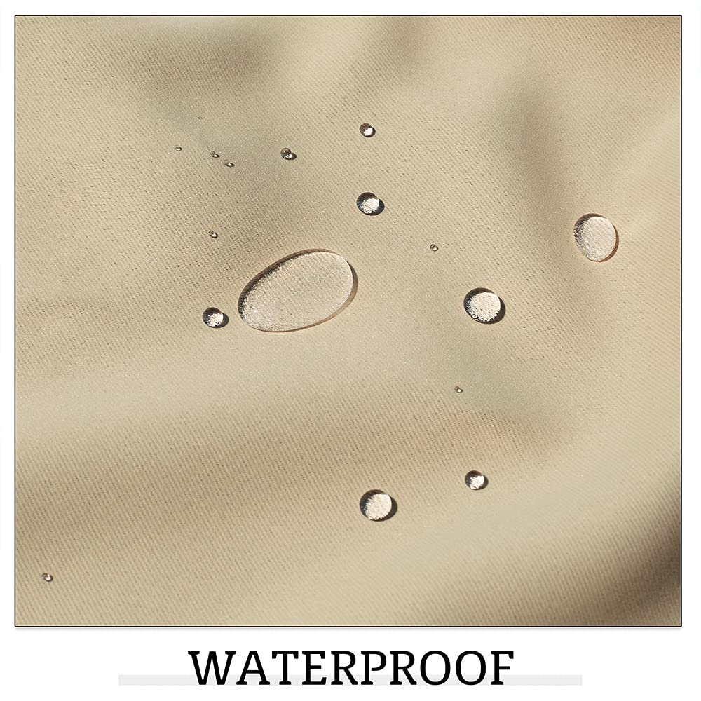 RYB HOME Patio Curtains Outdoor 2 Panels - Detachable Top Waterproof Outdoor Blackout Curtains Drapes for Porch Pergola Gezebo Cabana Sun Room Deck, W 52 x L 84 inch Long, Beige RYB HOME